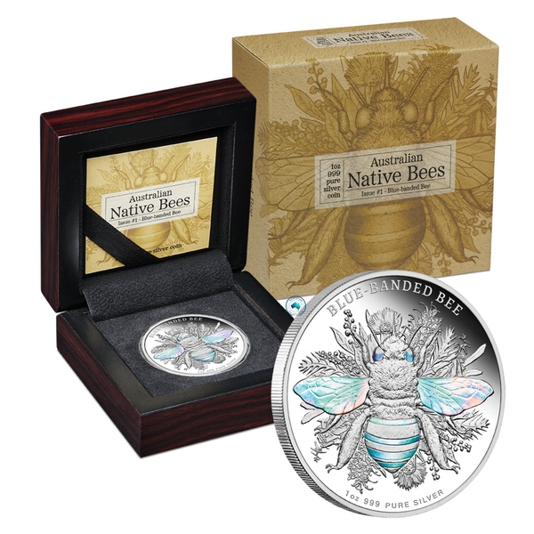 2025 Australian Native Bees 'Blue-banded Bee' 1oz Silver Proof Hologram Coin