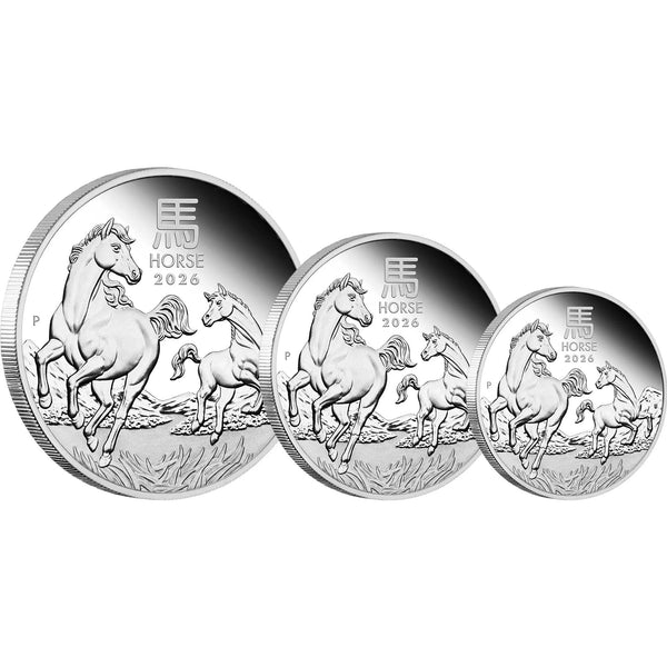 2026 Australian Lunar Series III Year of the Horse Silver Coin Trio