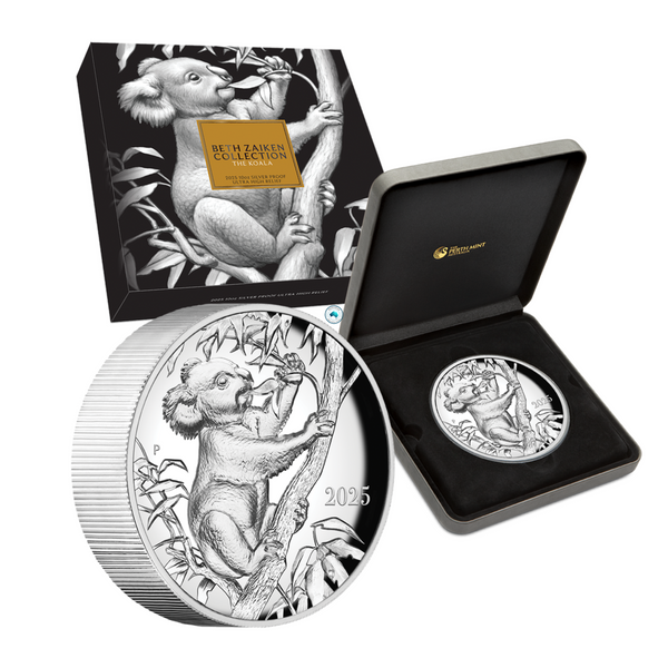 2025 Beth Zaiken Collection The Koala 10oz Silver Proof 
Ultra High Relief Coin