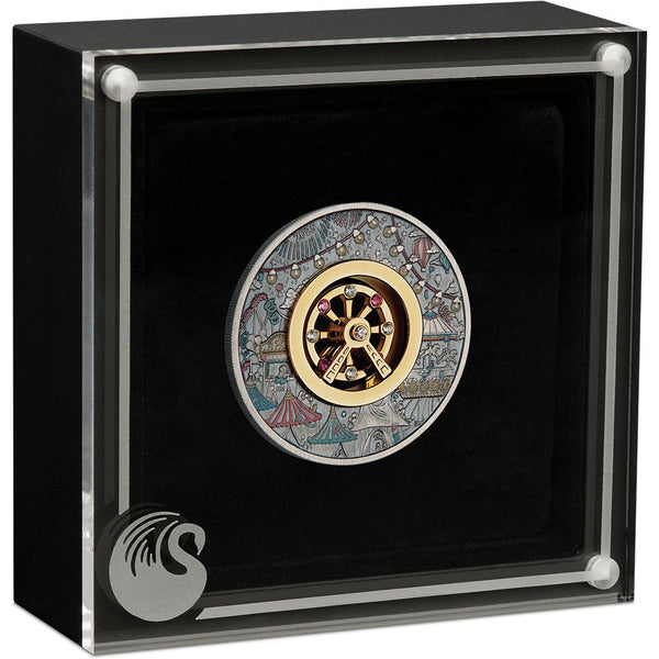 2025 Ferris Wheel 2oz Antiqued Silver Coloured Coin with Swarovski Crystals