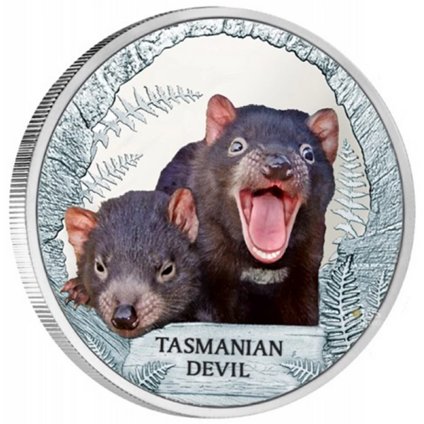 2013 Endangered Species 'Tasmanian Devil' 1oz Silver Coloured Proof Coin