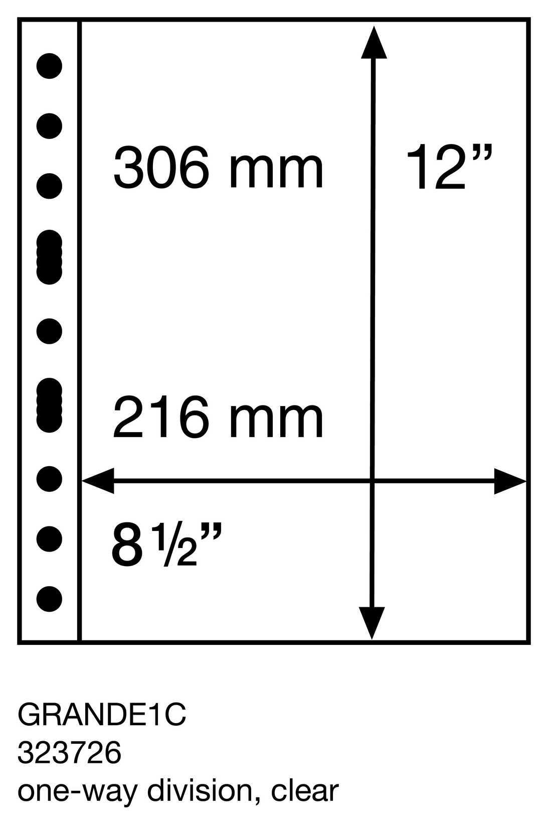 GRANDE Plastic pockets, 1 Way Division, Clear