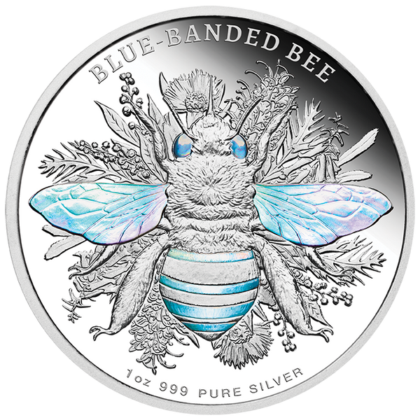 2025 Australian Native Bees 'Blue-banded Bee' 1oz Silver Proof Hologram Coin