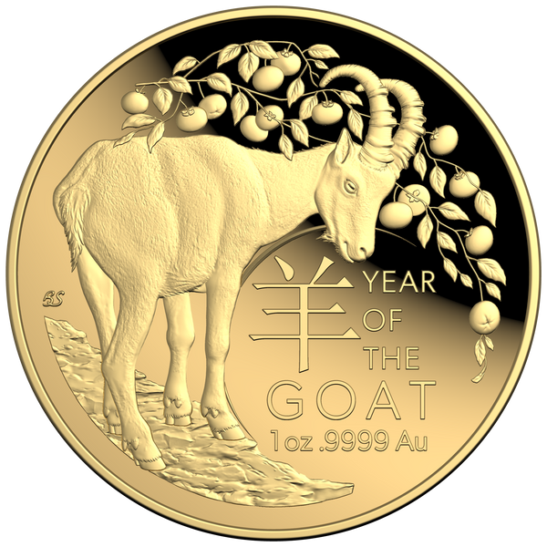 2027 Year of the Goat $5 Domed Fine Gold Proof Coin