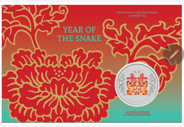2025 Year of the Snake “Xi” Double Happiness 1oz Silver Coloured Coin in Card