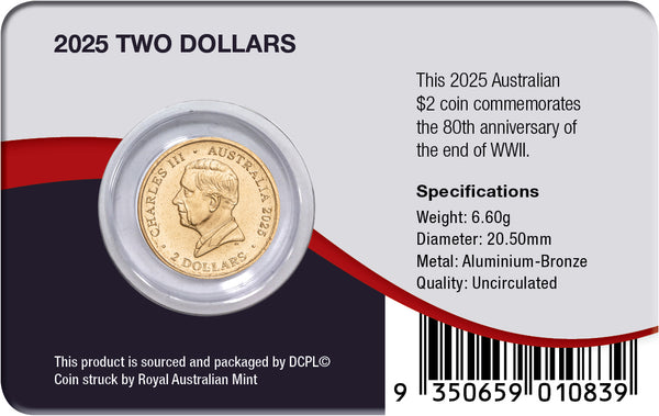 2025 Remembrance Day '80th Anniversary WWII - Poppy Wreath' $2 Carded Coin