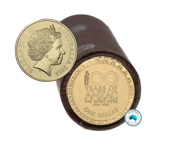 2015 Anzac 100 Years $1 Cotton & Co Coin Roll Includes Protective Tube