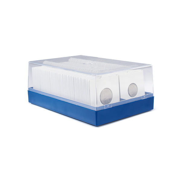 Leuchttrum Plastic Coin Box for 100 Holders - Blue