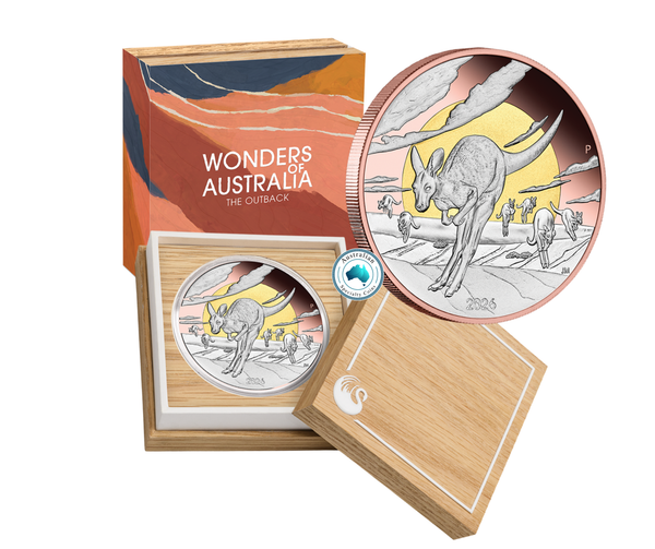 2026 Wonders of Australia 5oz Silver Proof Double Gilded Coin