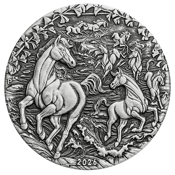 2026 Australian Lunar Series III Year of the Horse 2oz Silver Antiqued Coin