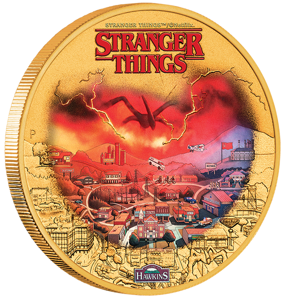 2026 Stranger Things 'Hawkins' Gold Plated Collectors Coin in Card