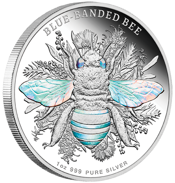 2025 Australian Native Bees 'Blue-banded Bee' 1oz Silver Proof Hologram Coin