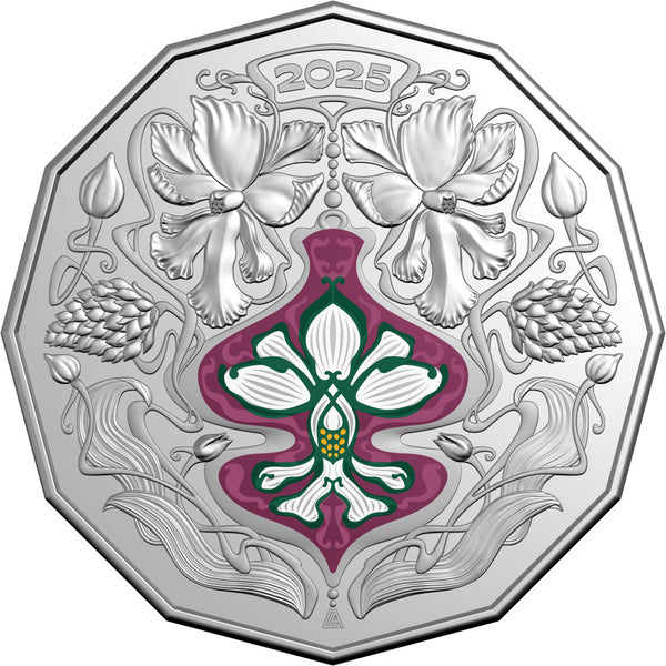 2025 Christmas Decoration 'Festive Florals' 50c Silver Uncirculated Coin