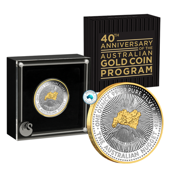 2026 Australian Nugget 40th Anniversary 1oz Silver Proof Gilded Coin