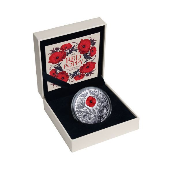 2026 Red Poppy Window 2oz Silver Proof $5 Coin