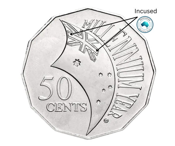 2000 Millennium 'Incused' 50c Coin PCGS: AU53