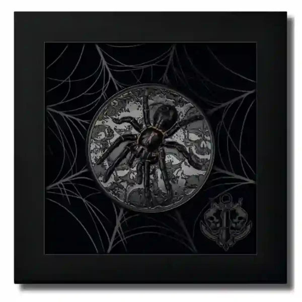 2023 Palau 3 Ounce Dark Nature Tarantula Obsidian Black UHR Silver Coin