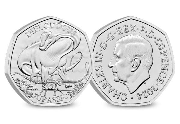2024 Diplodocus 50p Brilliant Uncirculated Coin