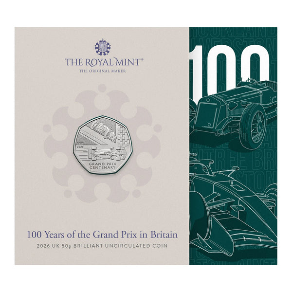 2026 British Grand Prix 2026 100 Years 50p Brilliant Uncirculated Coin