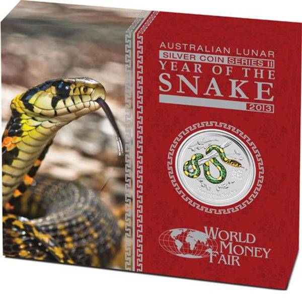 2013 Year of the Snake 1oz Silver Coloured Coin - World Money Fair