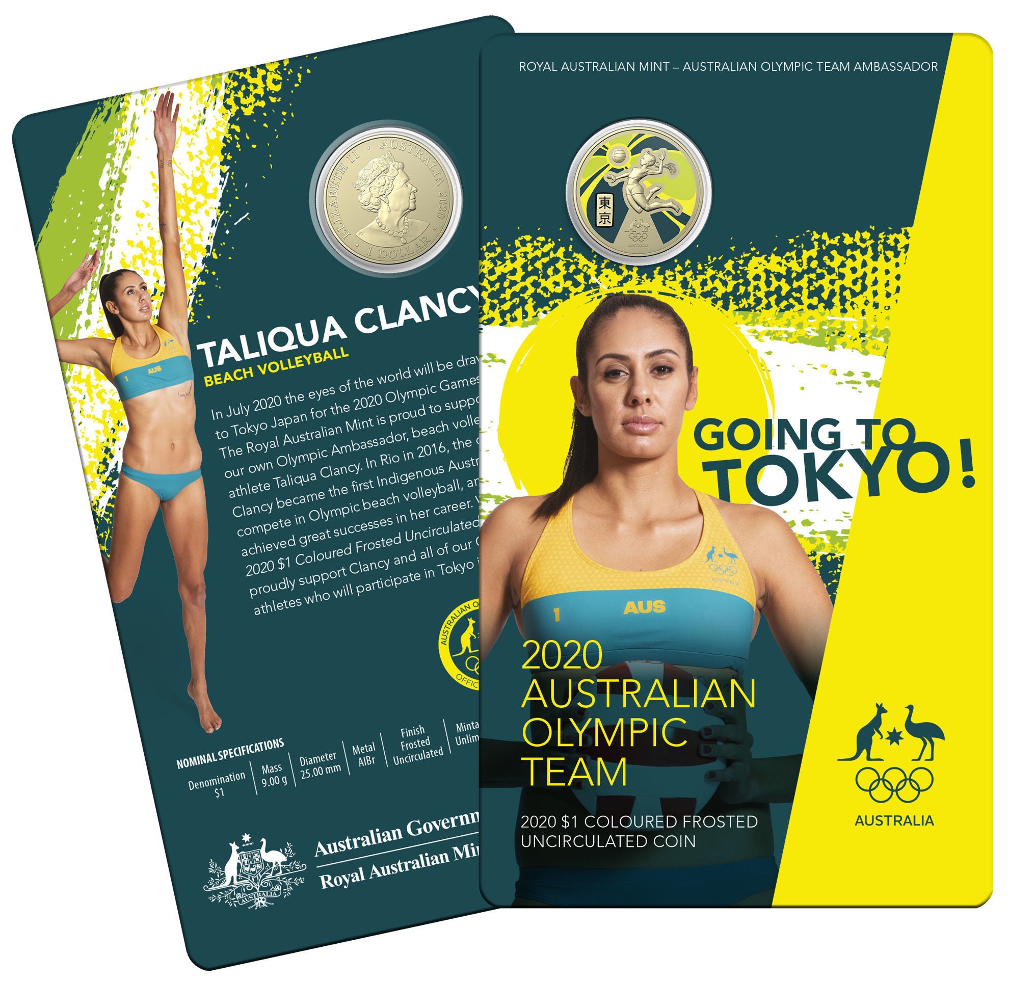 2020 Australian Olympic Team Coloured $1 (Taliqua Clancy)