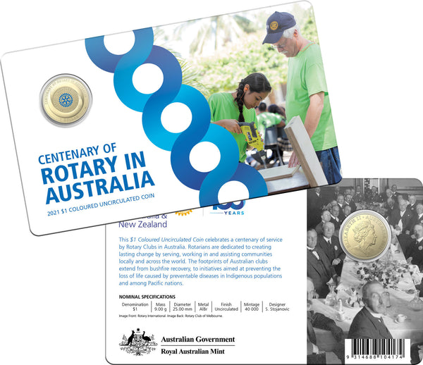2021 Centenary of Rotary Coloured $1 Carded
