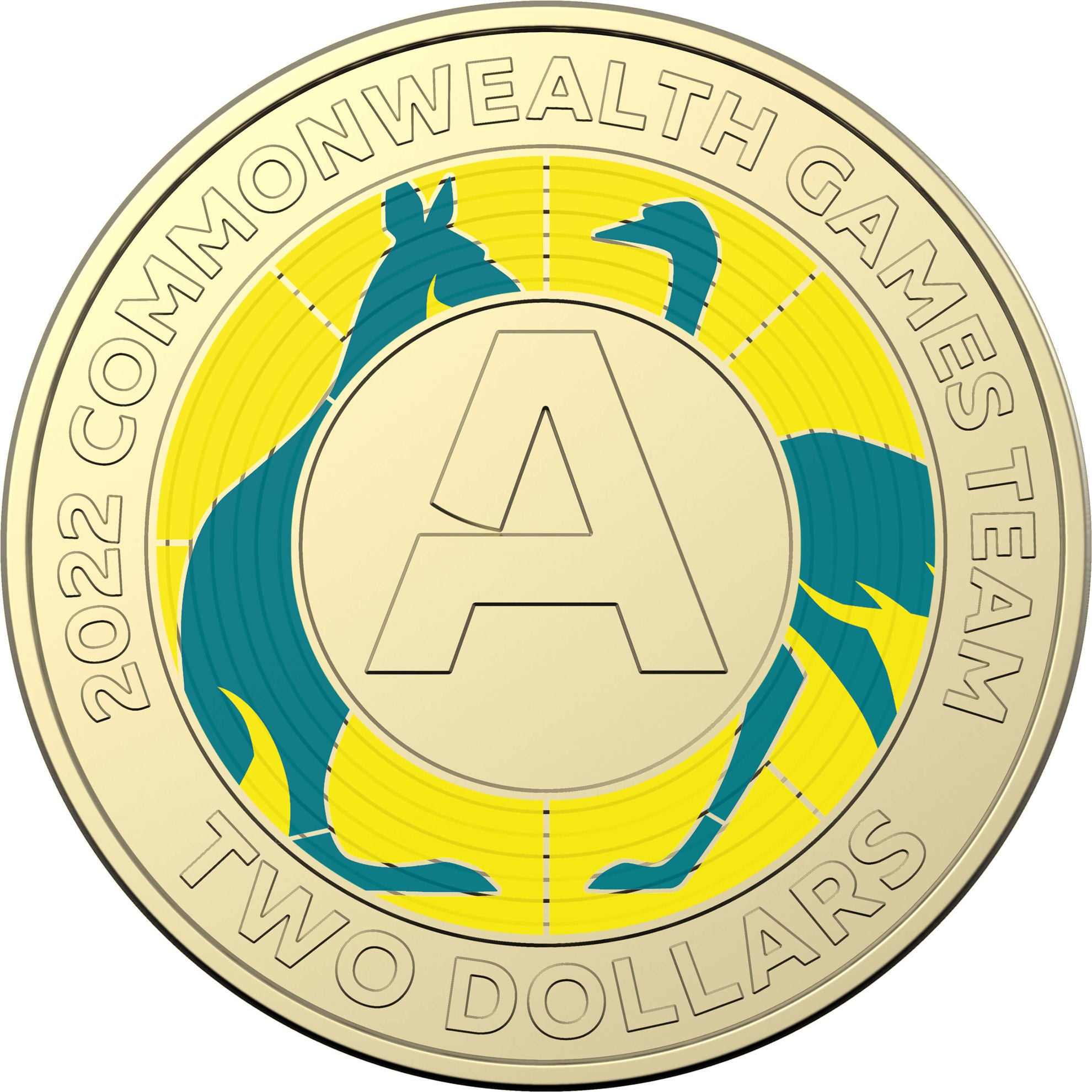 thumbnail image 2 of 2022 Commonwealth Games Australia Coloured $2 & $1 Dollar 7-Coin UNC Set In Capsule – 92% Copper 2 of 5