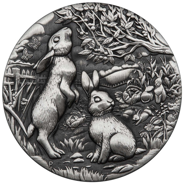 2023 Australian Lunar Series III Year of the Rabbit 2oz Silver Antiqued Coin