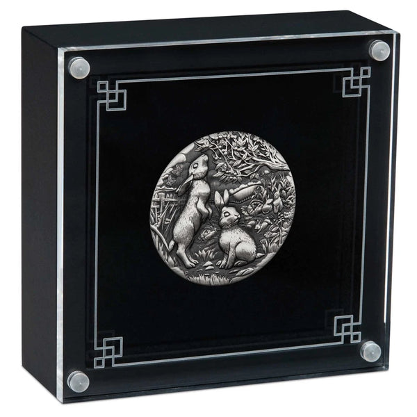 2023 Australian Lunar Series III Year of the Rabbit 2oz Silver Antiqued Coin