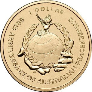 2007 Australian Peacekeeping 60th Anniversary $1 Uncirculated Coin in Card