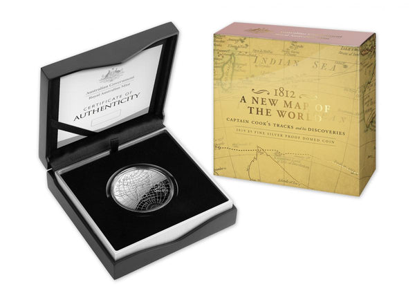 2019 - 1812 A New Map of the World $5 Silver Proof Domed Coin