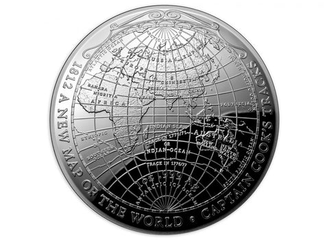 2019 - 1812 A New Map of the World $5 Silver Proof Domed Coin