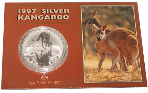 1997 Kangaroo Frosted 1oz Silver $1 Carded