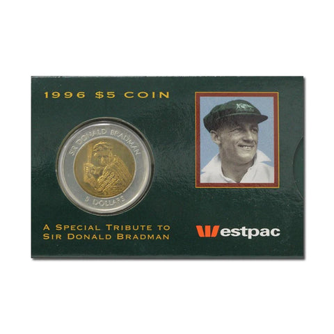 1996 Tribute to Donald Bradman $5 Coin - Westpac Card