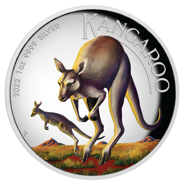2022 Australian Kangaroo $1 Coloured 1oz Silver Proof High Relief Coin