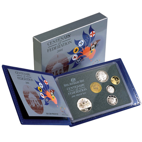2001 Centenary of Federation Six Coin Proof Set with Colourised $1 and 50c