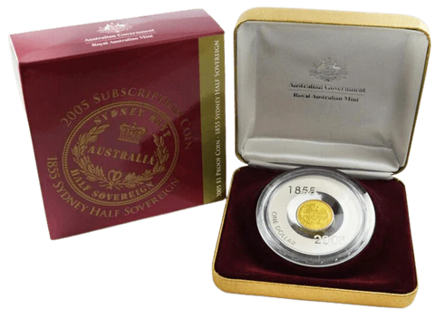 2005 Sydney Half Sovereign 1855 $1 Silver Proof Coin