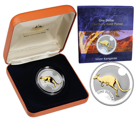 2006 Kangaroo 1oz Selectively Gold Plated Silver Coin