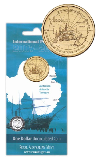 2007 International Polar Year $1 Uncirculated Coin in Card