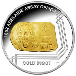2009 - Adelaide Assay Office Gold Ingot Selectively Gold Plated Silver Proof Coin