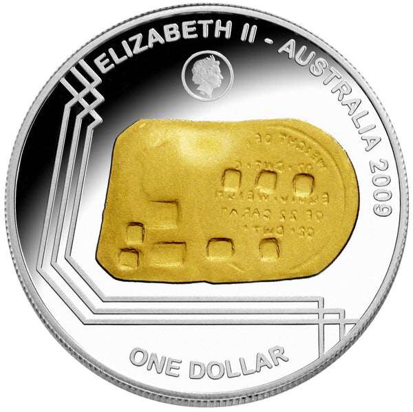 2009 - Adelaide Assay Office Gold Ingot Selectively Gold Plated Silver Proof Coin