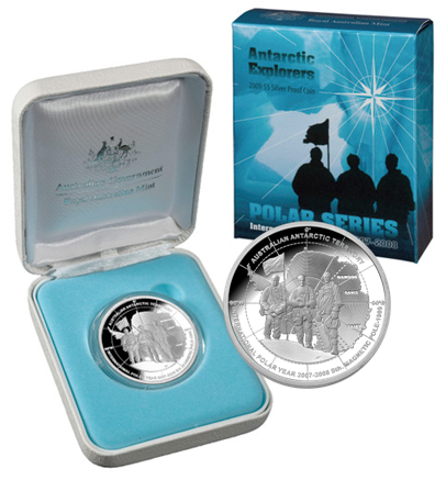 2009 Polar Series Antarctic Explorers $5 1oz Silver Proof Coin