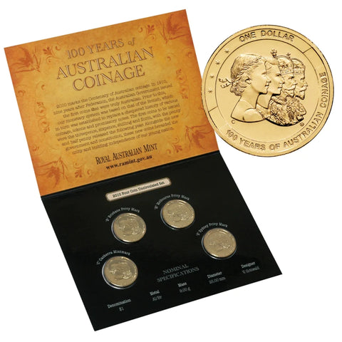 2010 Australian Coinage 100 Years (Effigies) BCMS 4 Coin Unc Set