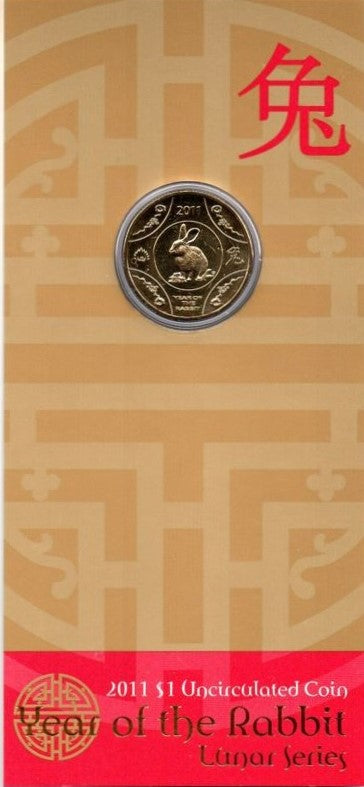 2011 Lunar Year of the Rabbit $1 AlBr Uncirculated Coin on Card ...