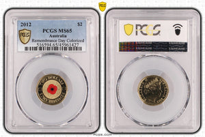 2012 Remembrance Day Red Poppy $2 Coin MS65