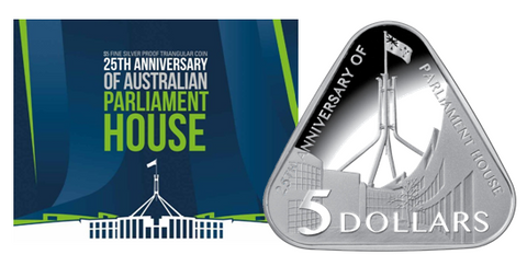 2013 Parliament House of Australia 25th Anniversary $5 Fine Silver Proof Triangular Coin