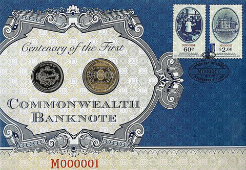 2013 Australia Centenary of the First Commonwealth Banknote PNC $1 and 20c UNC