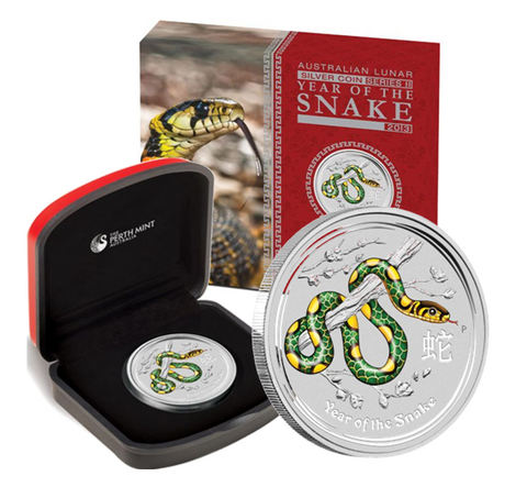 2013 Year of the Snake 1oz Silver Coloured Coin - World Money Fair