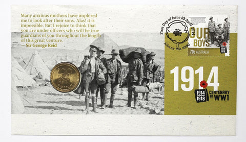 2014 Australian $1 One Dollar 100 Years Of Anzacs $1 PNC