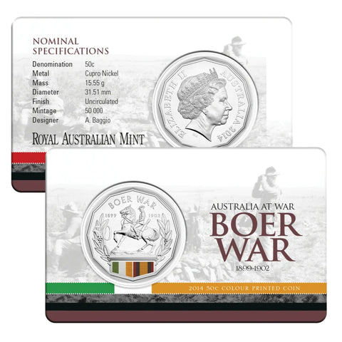 2014 Australia At War - Boer War 50c Carded UNC